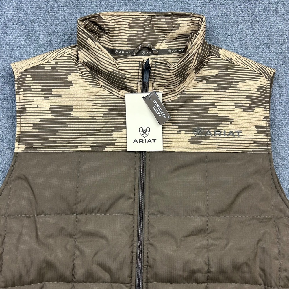 Ariat Crius Insulated Vest Mens XL Brown Camo Concealed Carry Puffer Jacket - Picture 3 of 16
